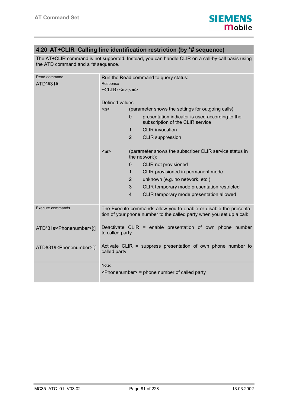 Siemens MC35 User Manual | Page 81 / 228