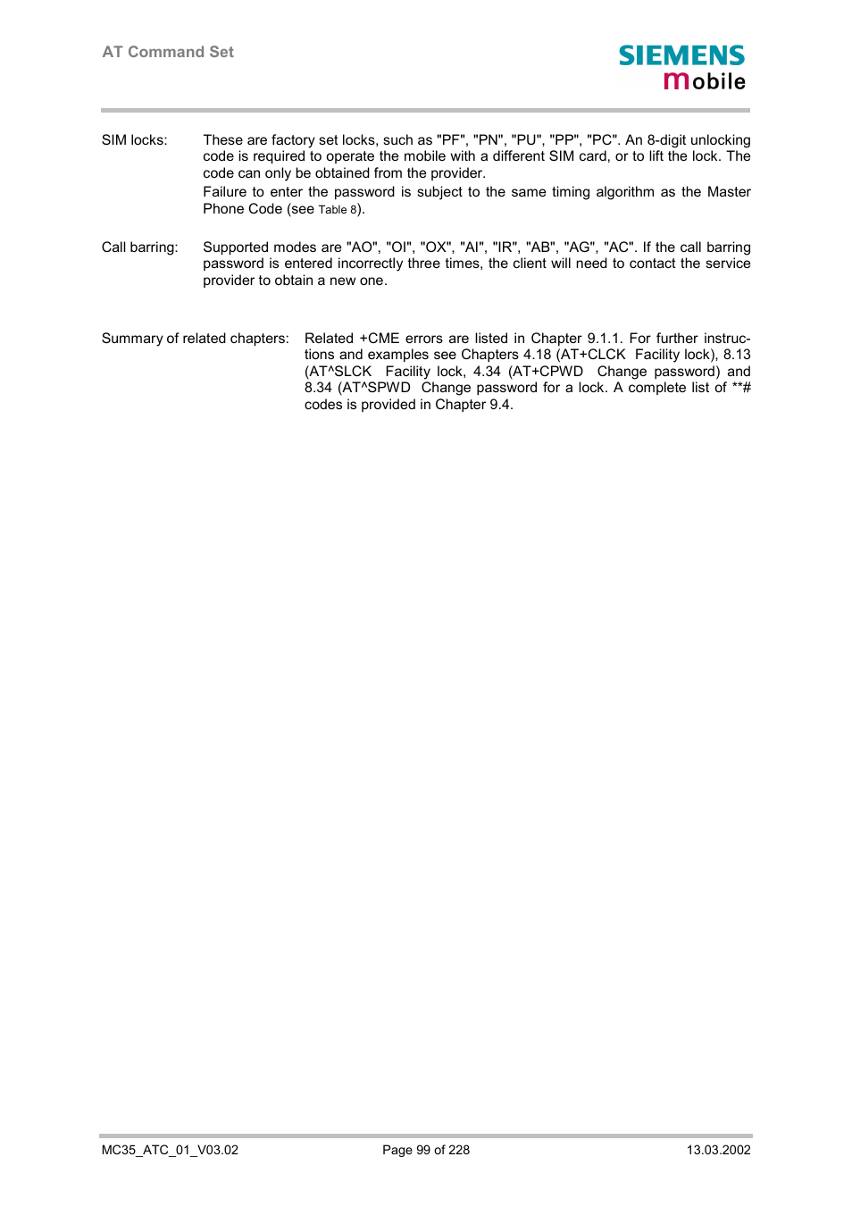 Siemens MC35 User Manual | Page 99 / 228