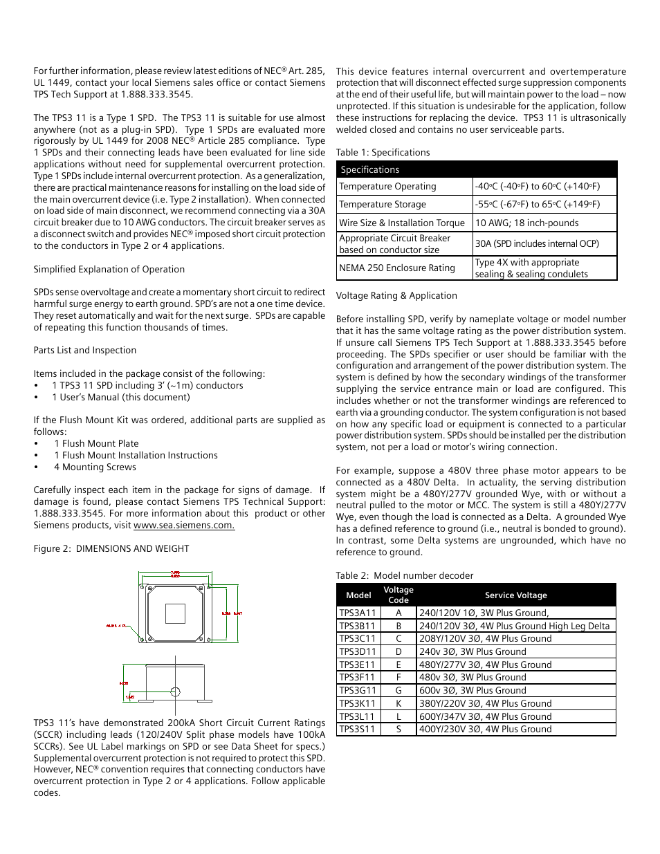 Siemens TPS3 11 User Manual | Page 5 / 12