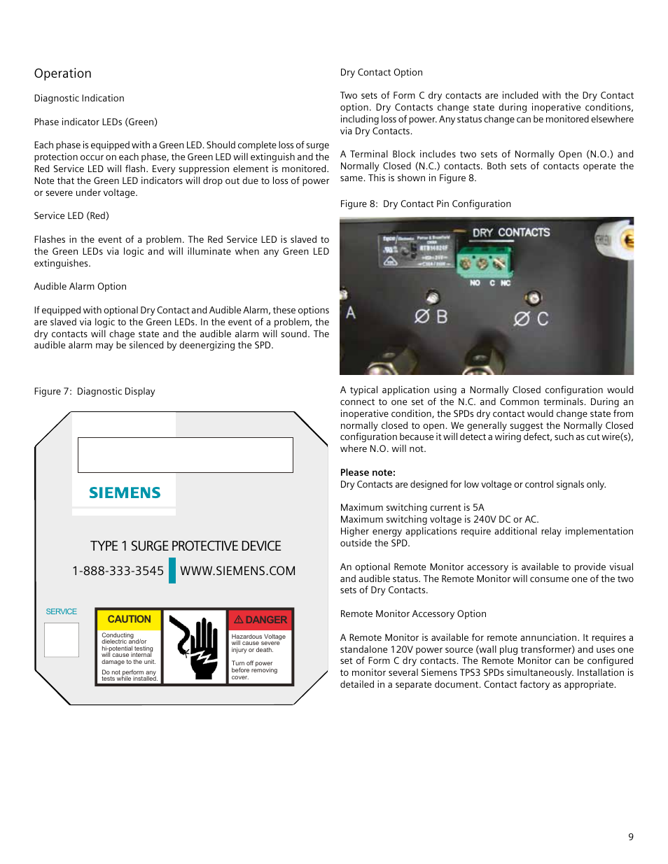 Type 1 surge protective device, Operation | Siemens TPS3 11 User Manual | Page 9 / 12