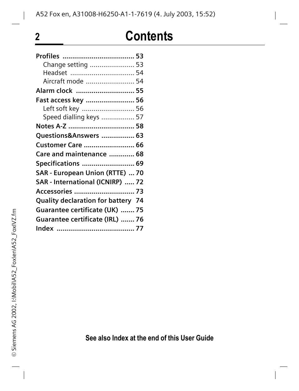 Siemens A52 User Manual | Page 3 / 81