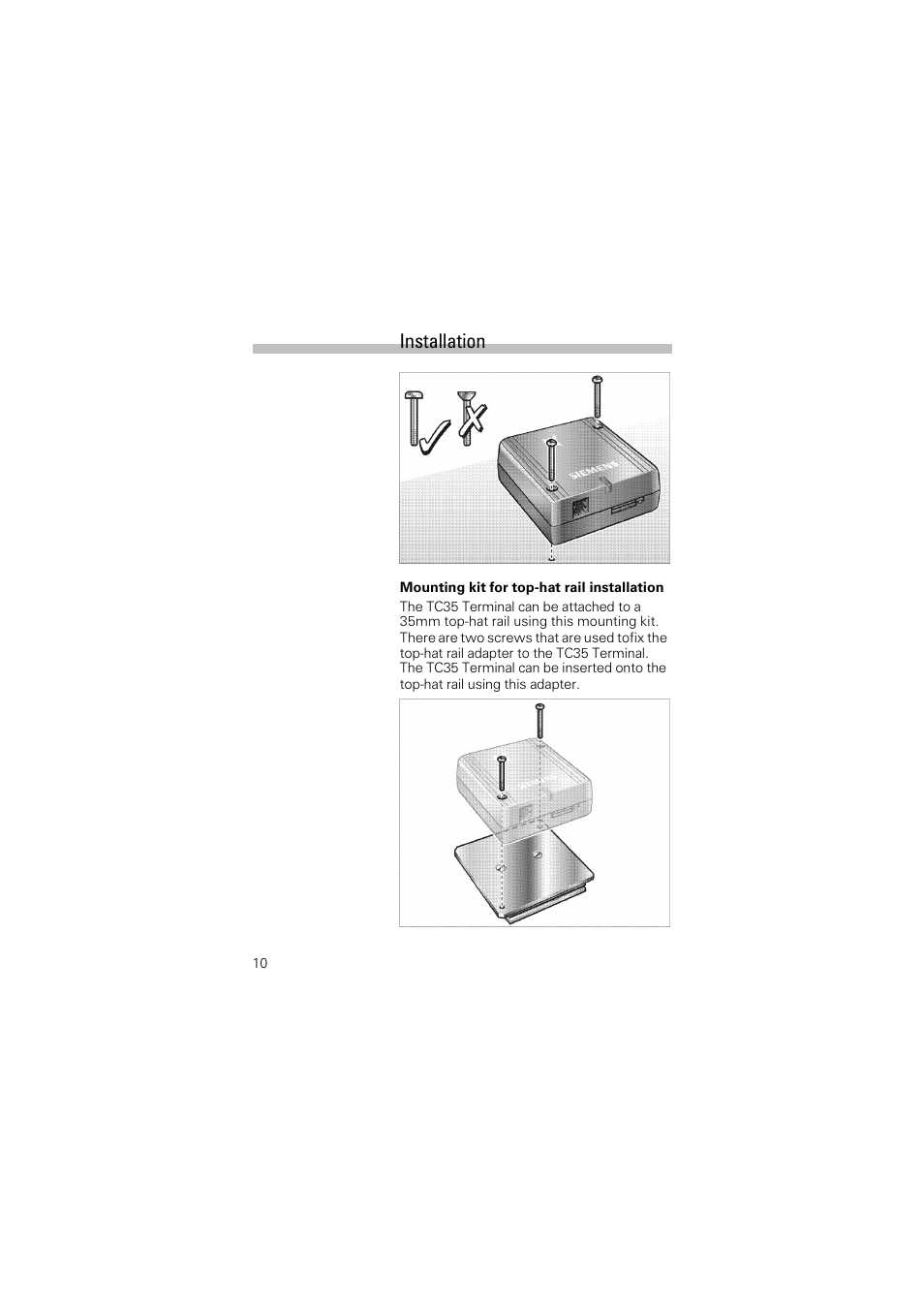 Installation | Siemens TC35 User Manual | Page 12 / 39