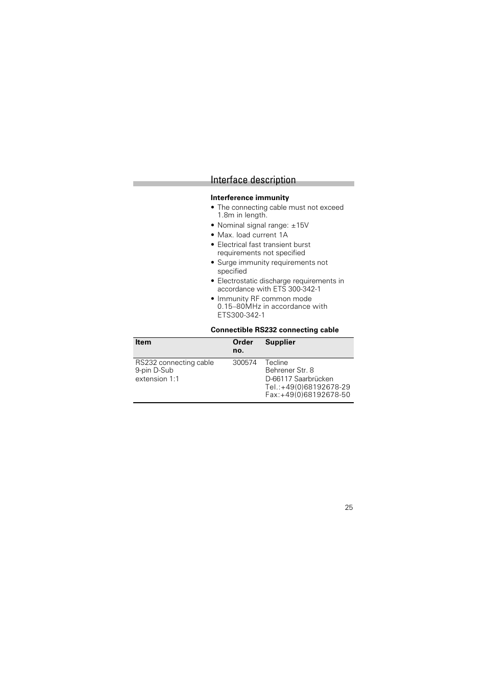 Interface description | Siemens TC35 User Manual | Page 27 / 39