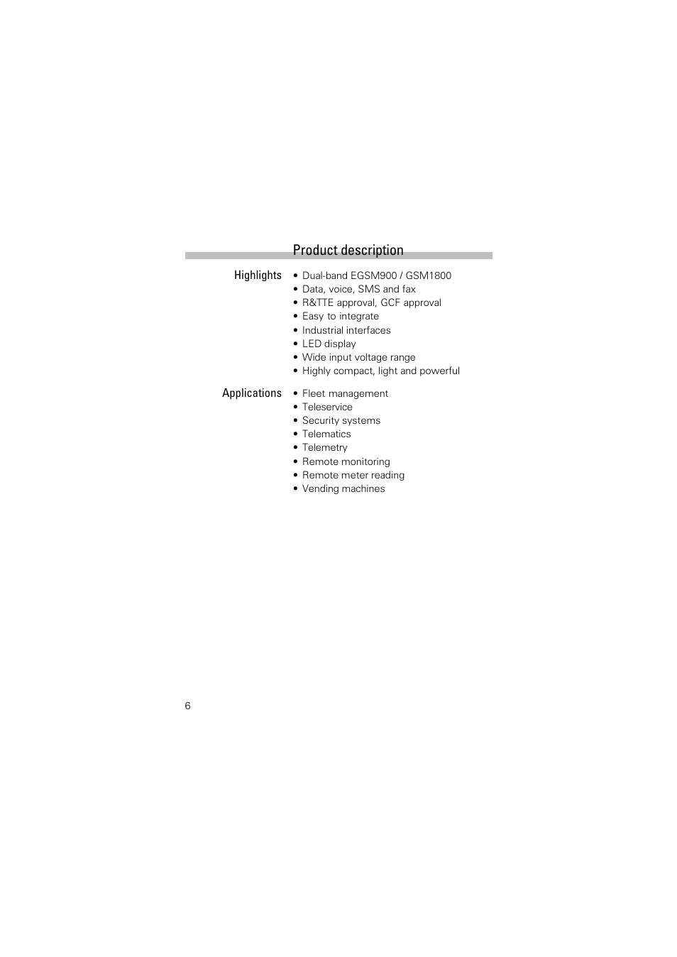 Product description | Siemens TC35 User Manual | Page 8 / 39