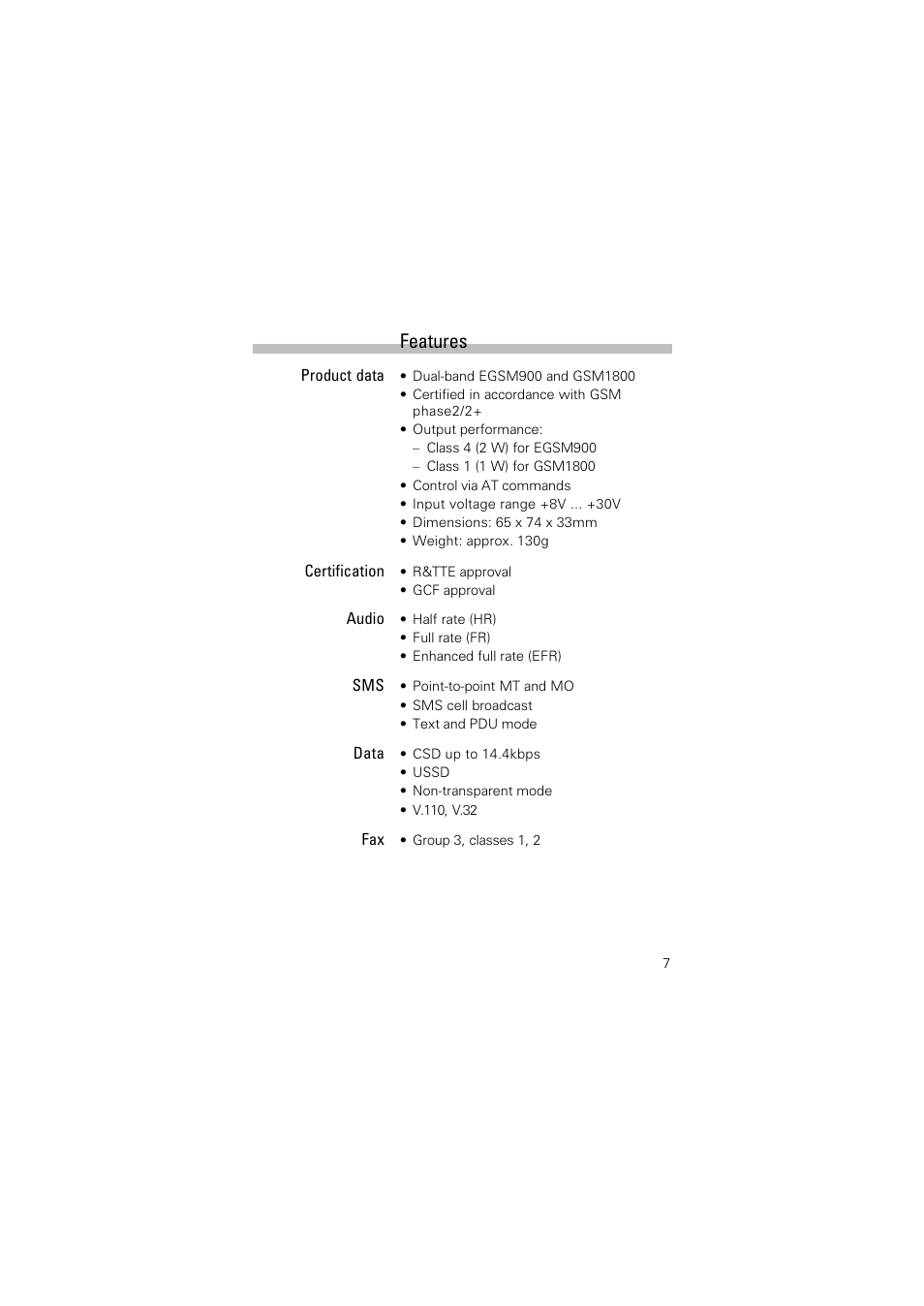 Features | Siemens TC35 User Manual | Page 9 / 39