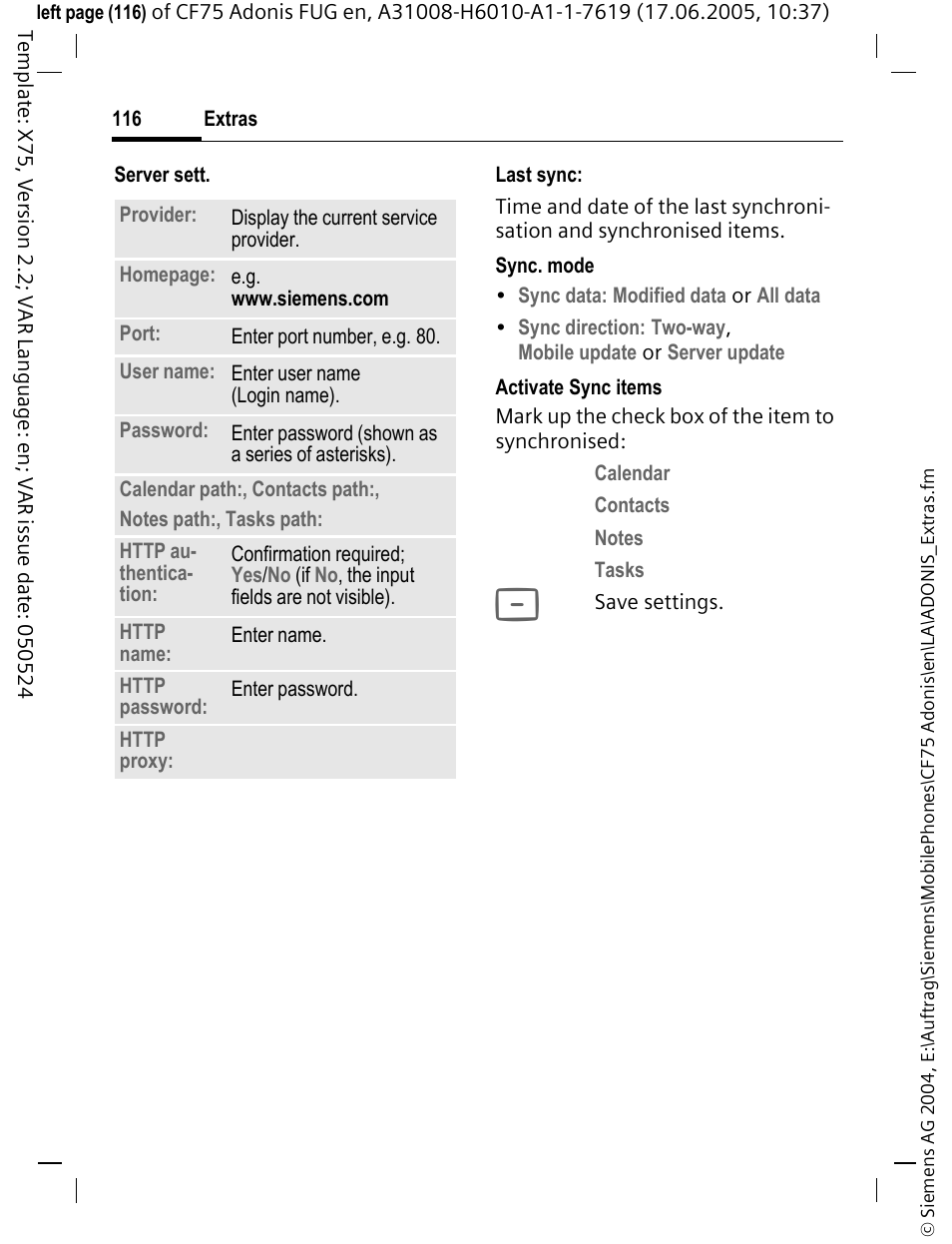 Siemens CF75 User Manual | Page 117 / 150