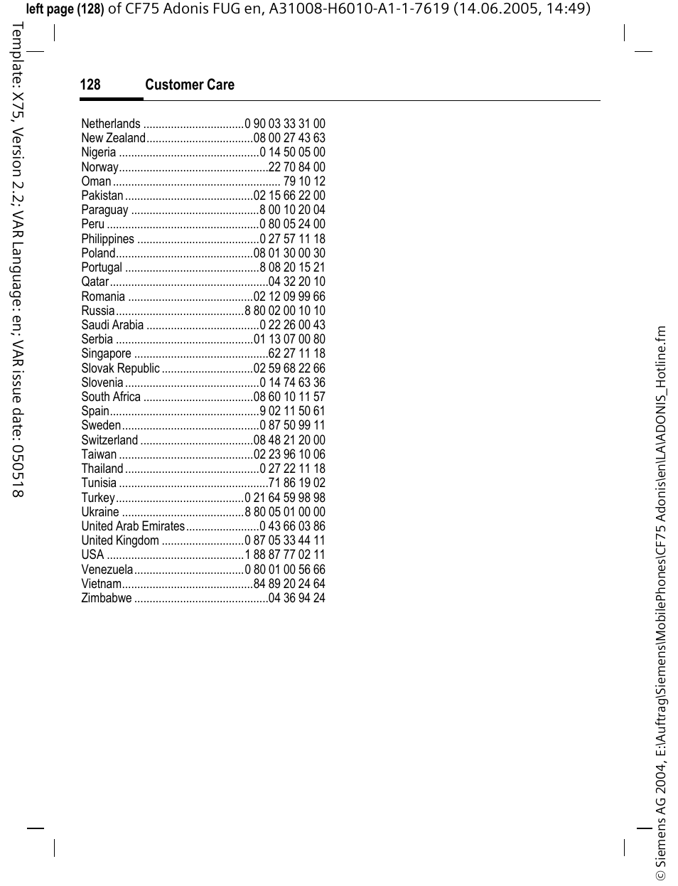 Siemens CF75 User Manual | Page 129 / 150