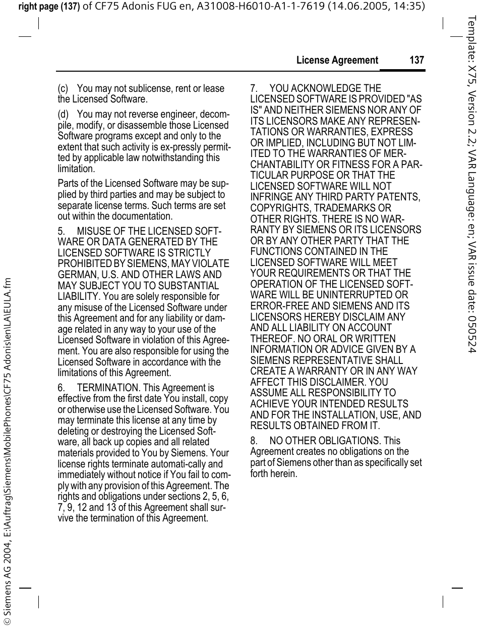 Siemens CF75 User Manual | Page 138 / 150