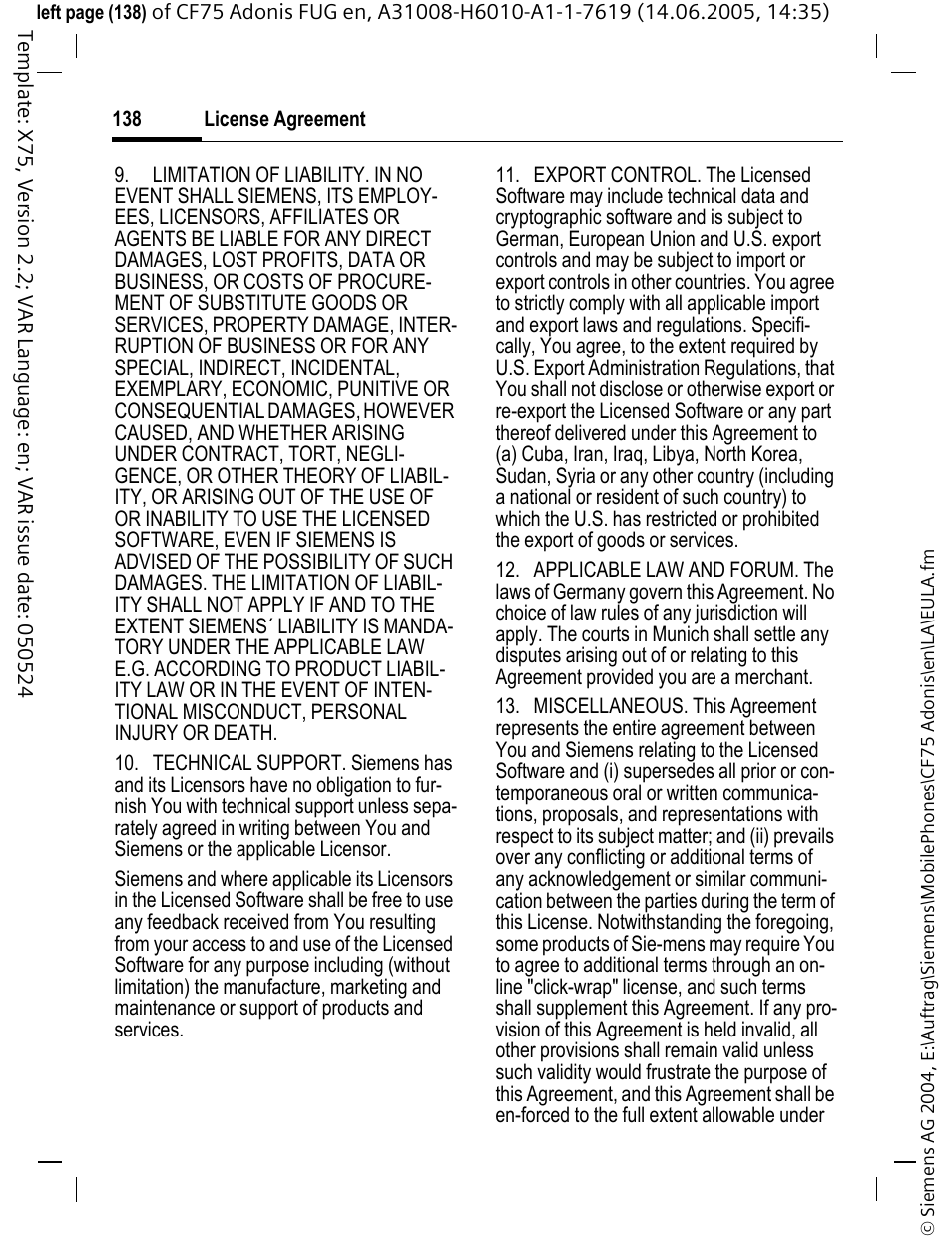 Siemens CF75 User Manual | Page 139 / 150