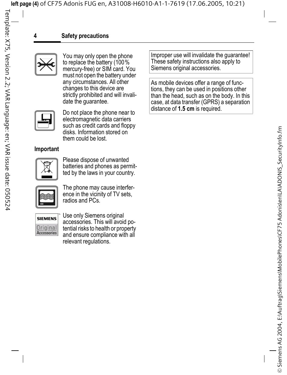 Siemens CF75 User Manual | Page 5 / 150