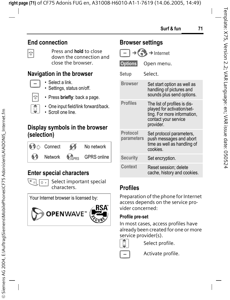 Siemens CF75 User Manual | Page 72 / 150