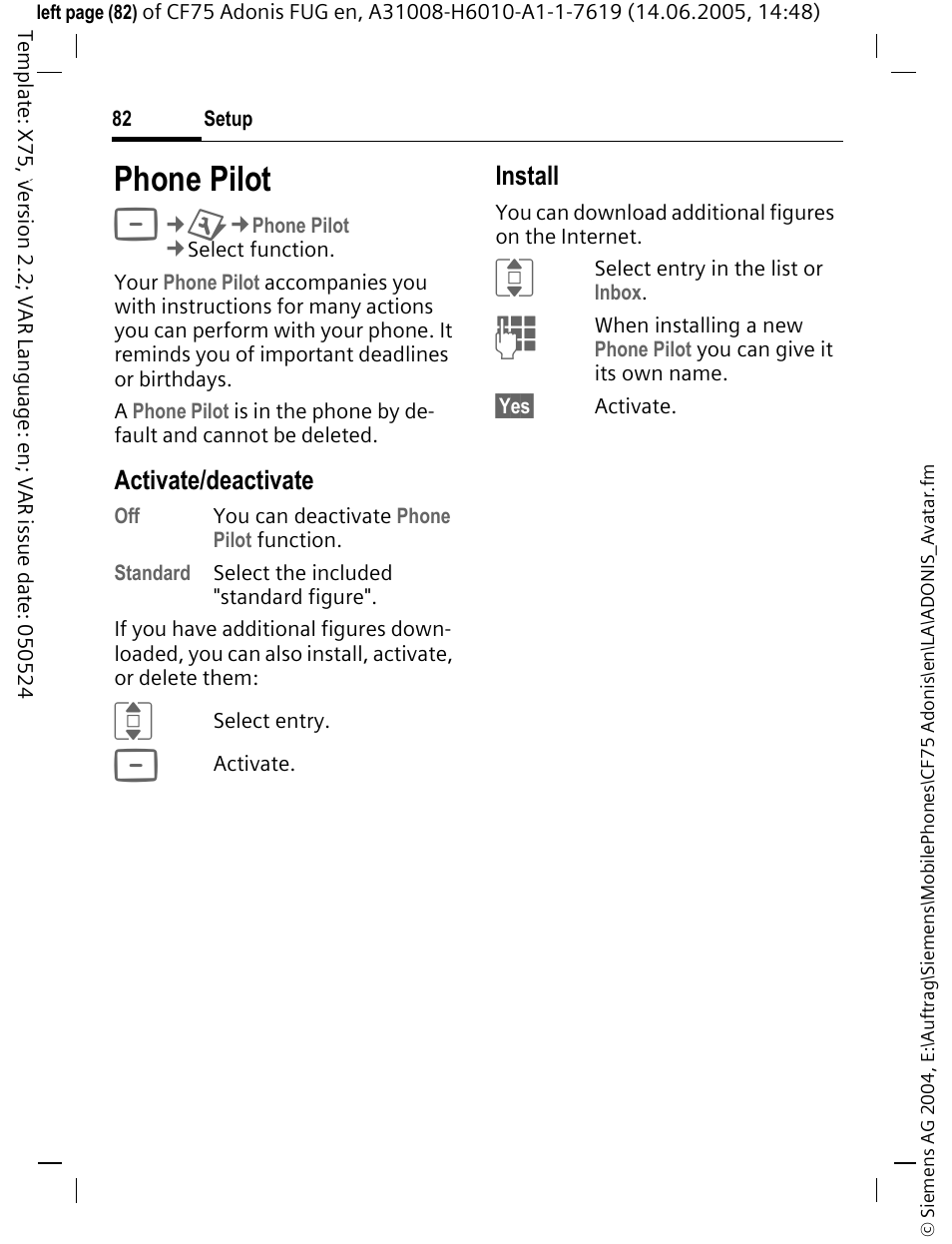 Phone pilot | Siemens CF75 User Manual | Page 83 / 150