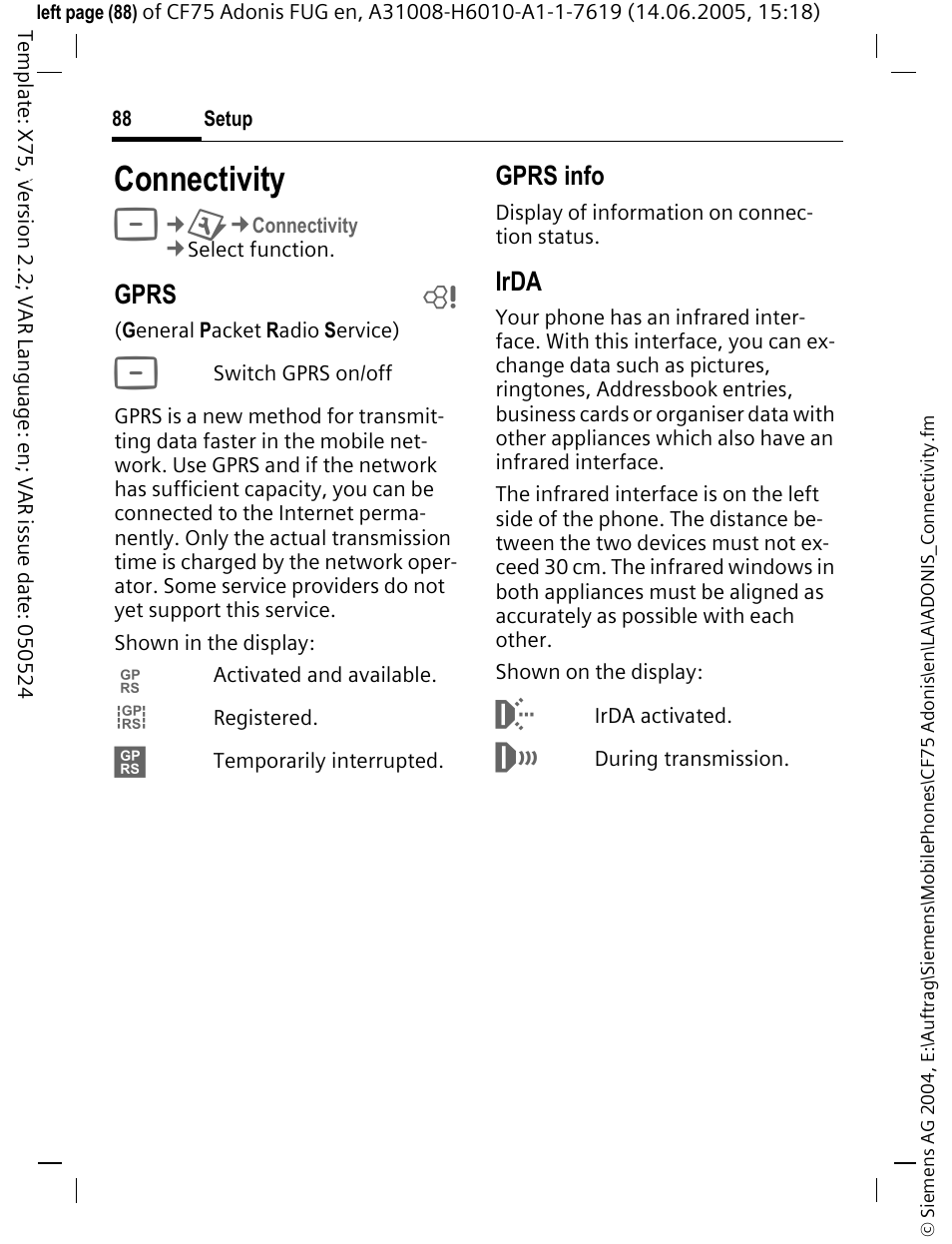 Connectivity | Siemens CF75 User Manual | Page 89 / 150