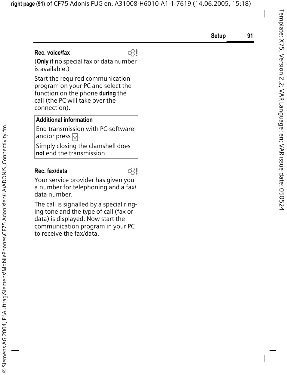 Siemens CF75 User Manual | Page 92 / 150