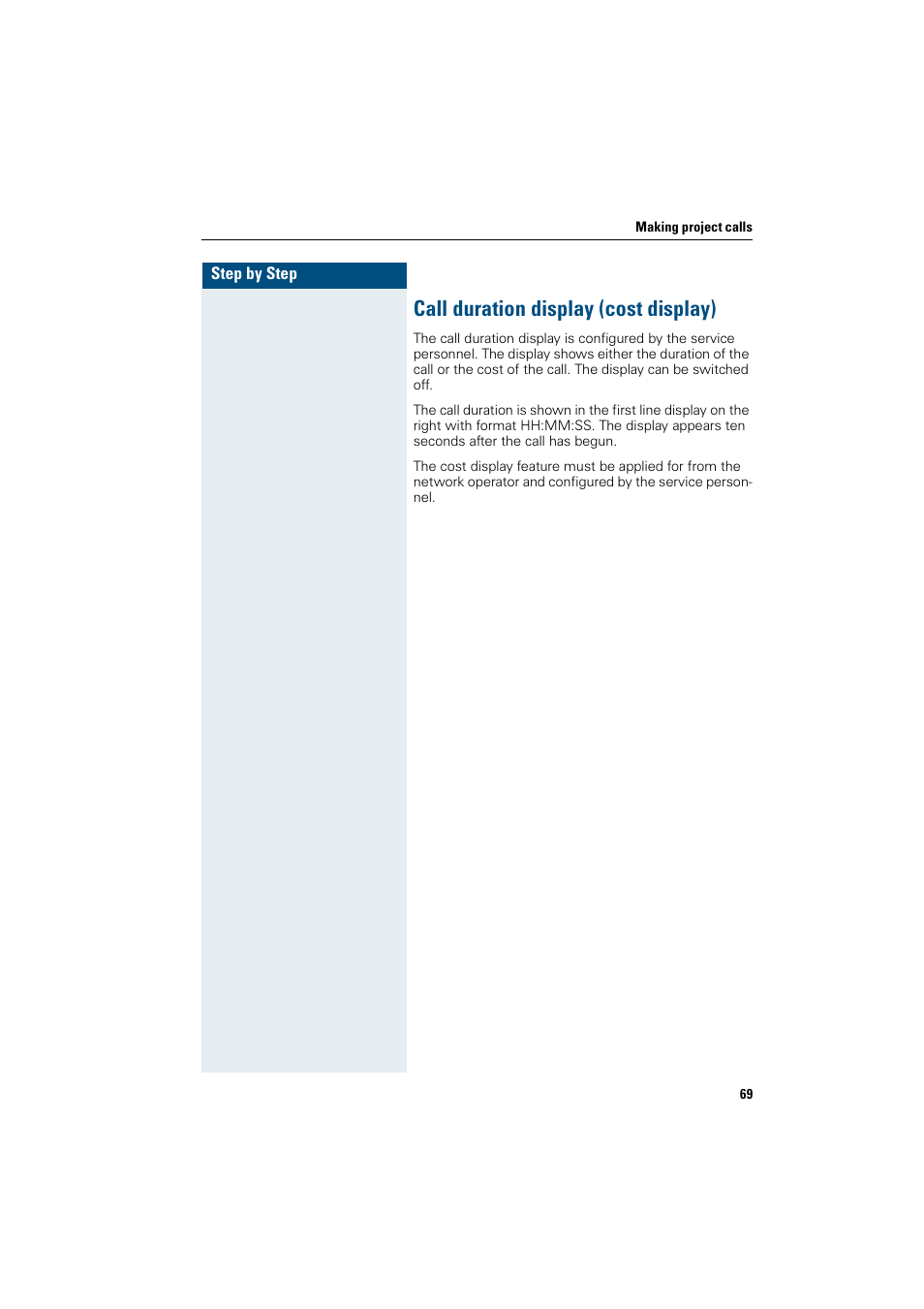 Call duration display (cost display) | Siemens OptiPoint 410 User Manual | Page 69 / 108