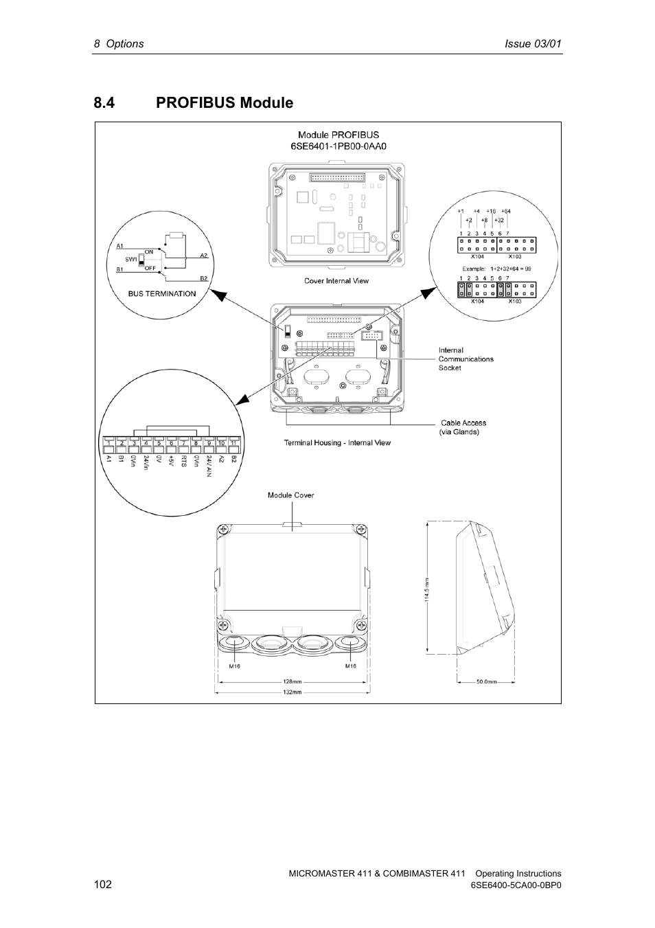 4 profibus module | Siemens MICROMASTER 411 User Manual | Page 102 / 164