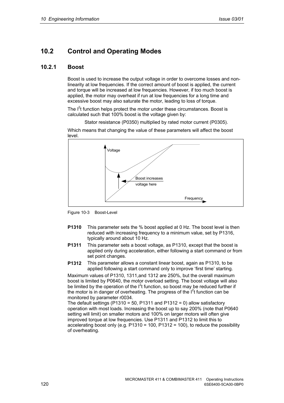 2 control and operating modes, 1 boost | Siemens MICROMASTER 411 User Manual | Page 120 / 164