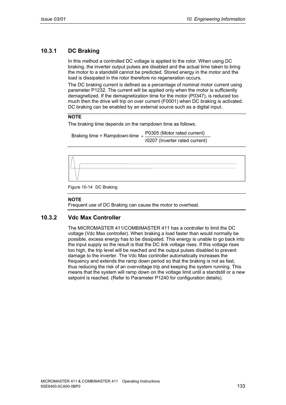 1 dc braking, 2 vdc max controller | Siemens MICROMASTER 411 User Manual | Page 133 / 164