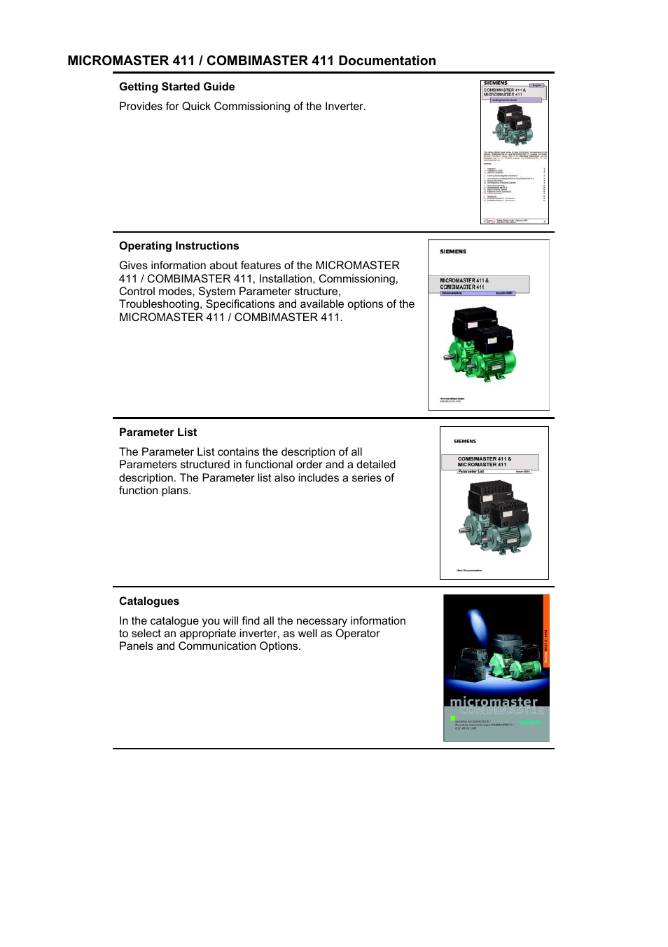 Siemens MICROMASTER 411 User Manual | Page 2 / 164