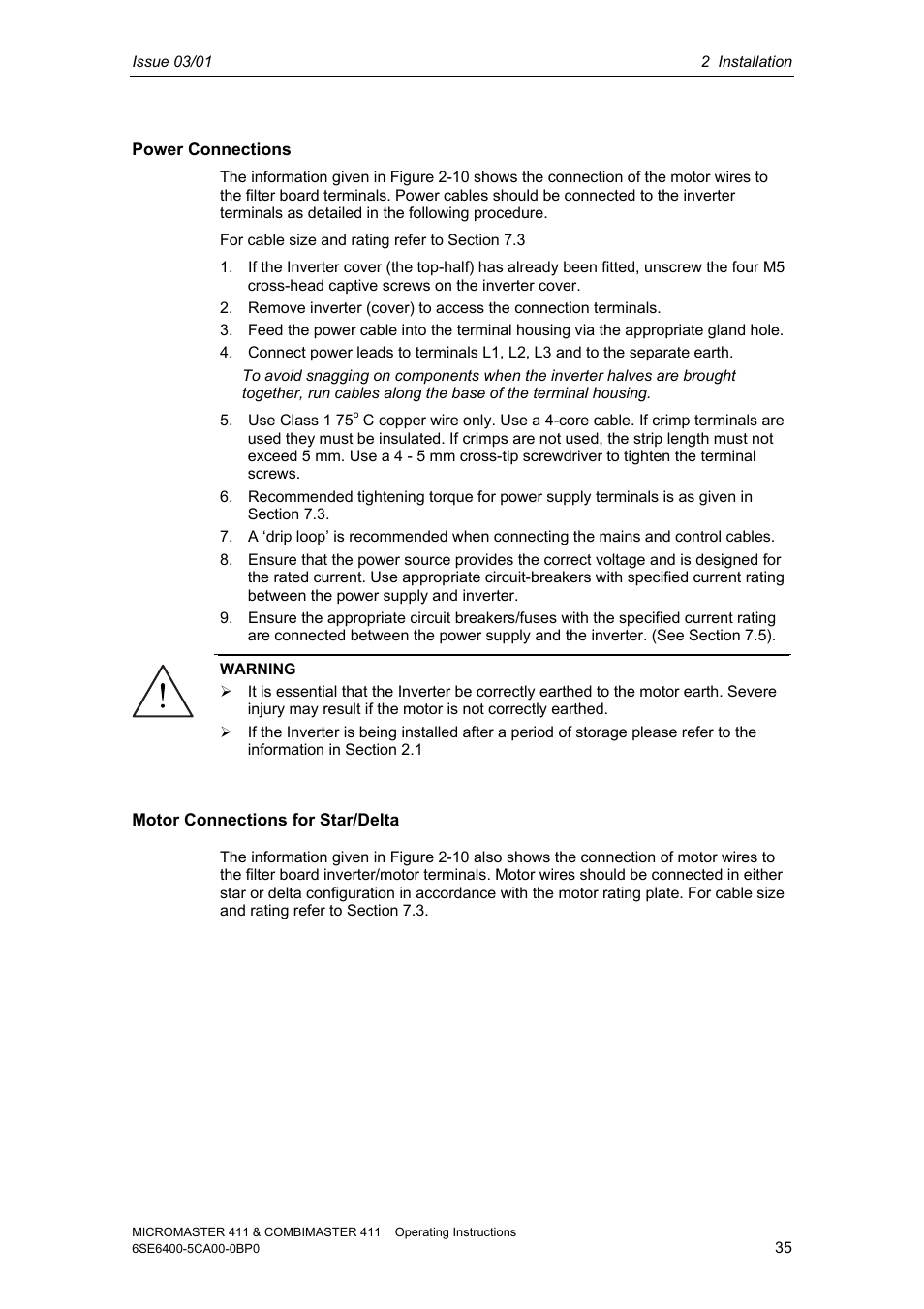 Siemens MICROMASTER 411 User Manual | Page 35 / 164