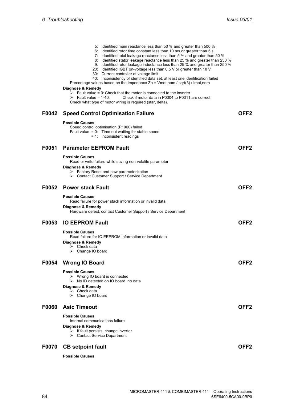 Siemens MICROMASTER 411 User Manual | Page 84 / 164