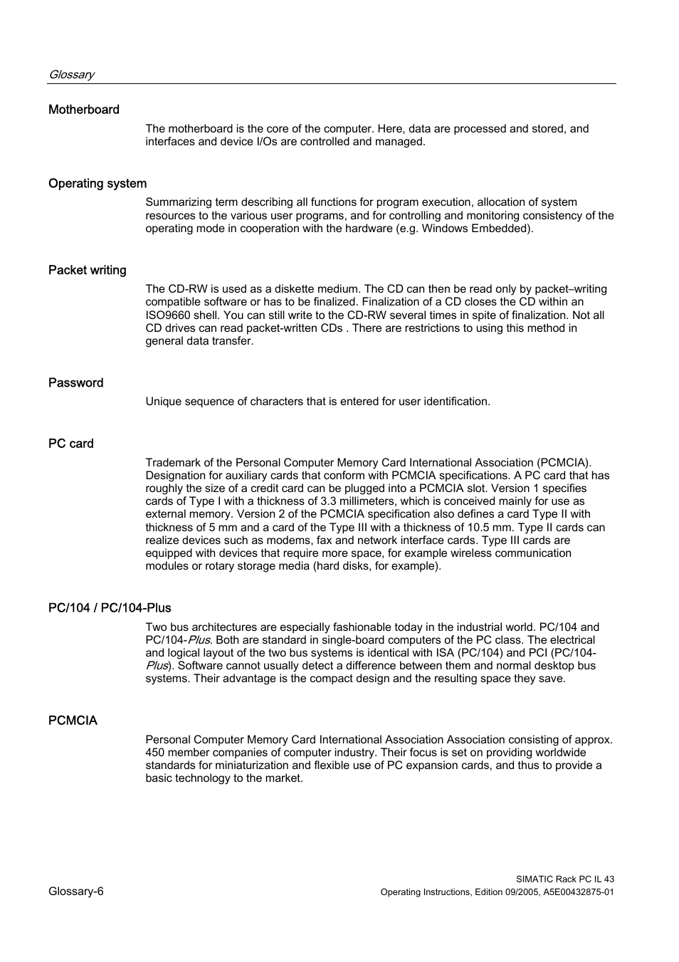 Siemens SIMATIC INDUSTRIAL PC PCIL43 User Manual | Page 102 / 112