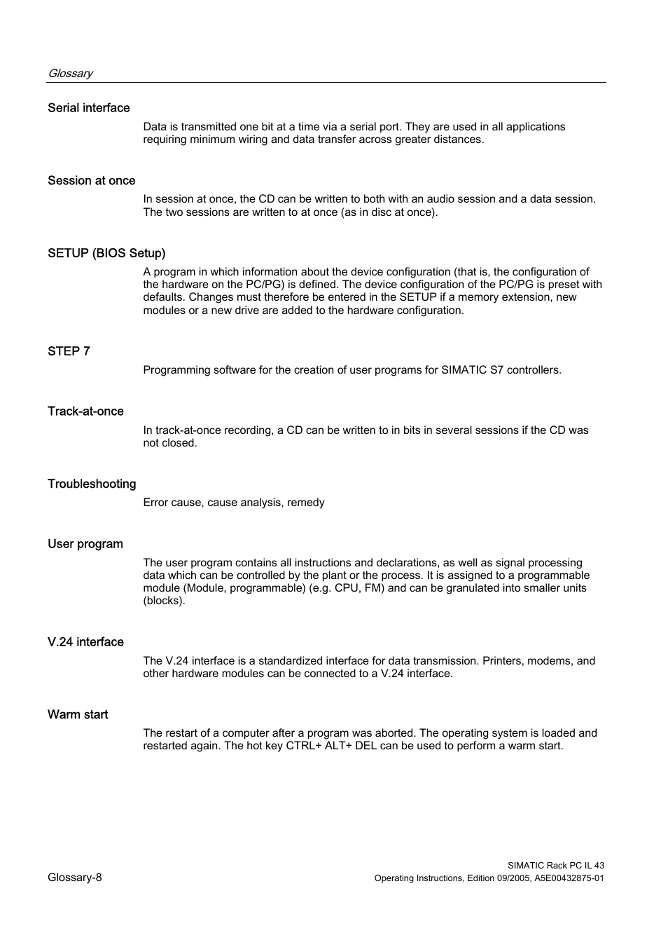 Siemens SIMATIC INDUSTRIAL PC PCIL43 User Manual | Page 104 / 112