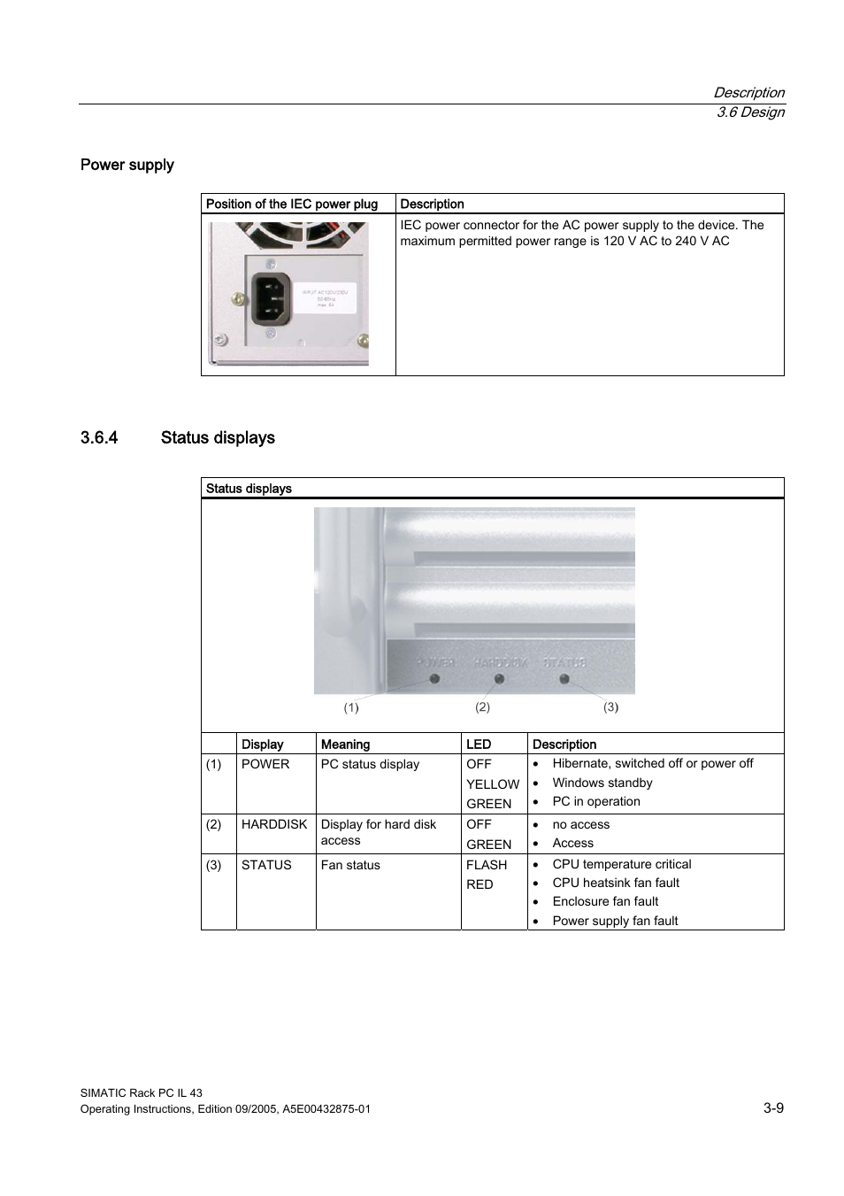 4 status displays | Siemens SIMATIC INDUSTRIAL PC PCIL43 User Manual | Page 21 / 112