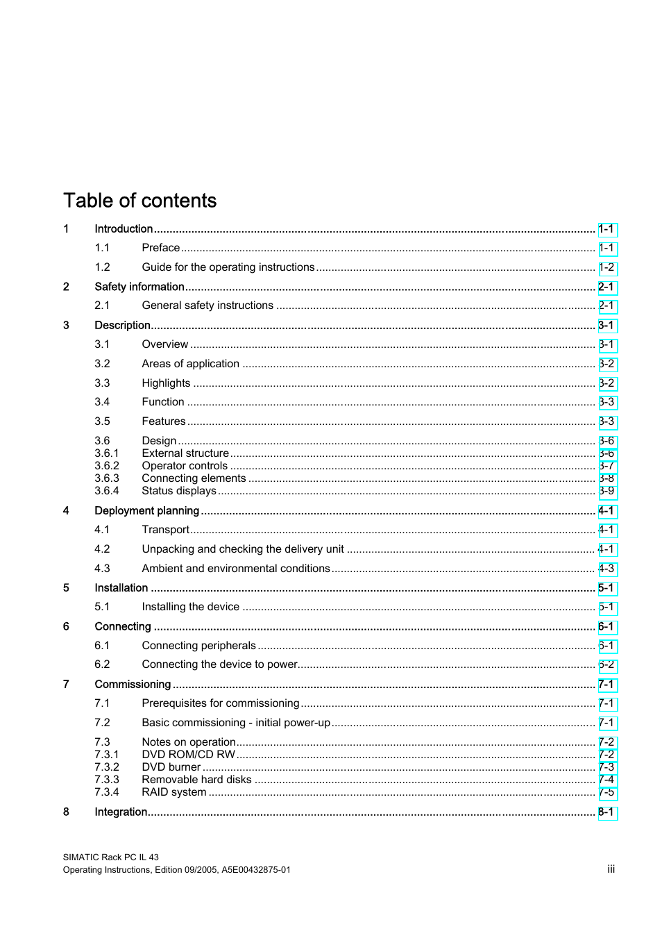 Siemens SIMATIC INDUSTRIAL PC PCIL43 User Manual | Page 5 / 112