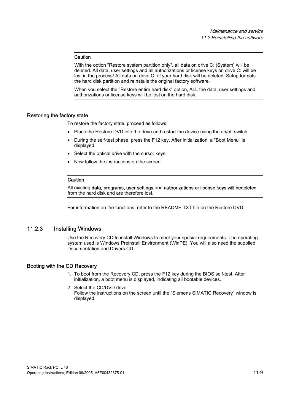 3 installing windows | Siemens SIMATIC INDUSTRIAL PC PCIL43 User Manual | Page 63 / 112