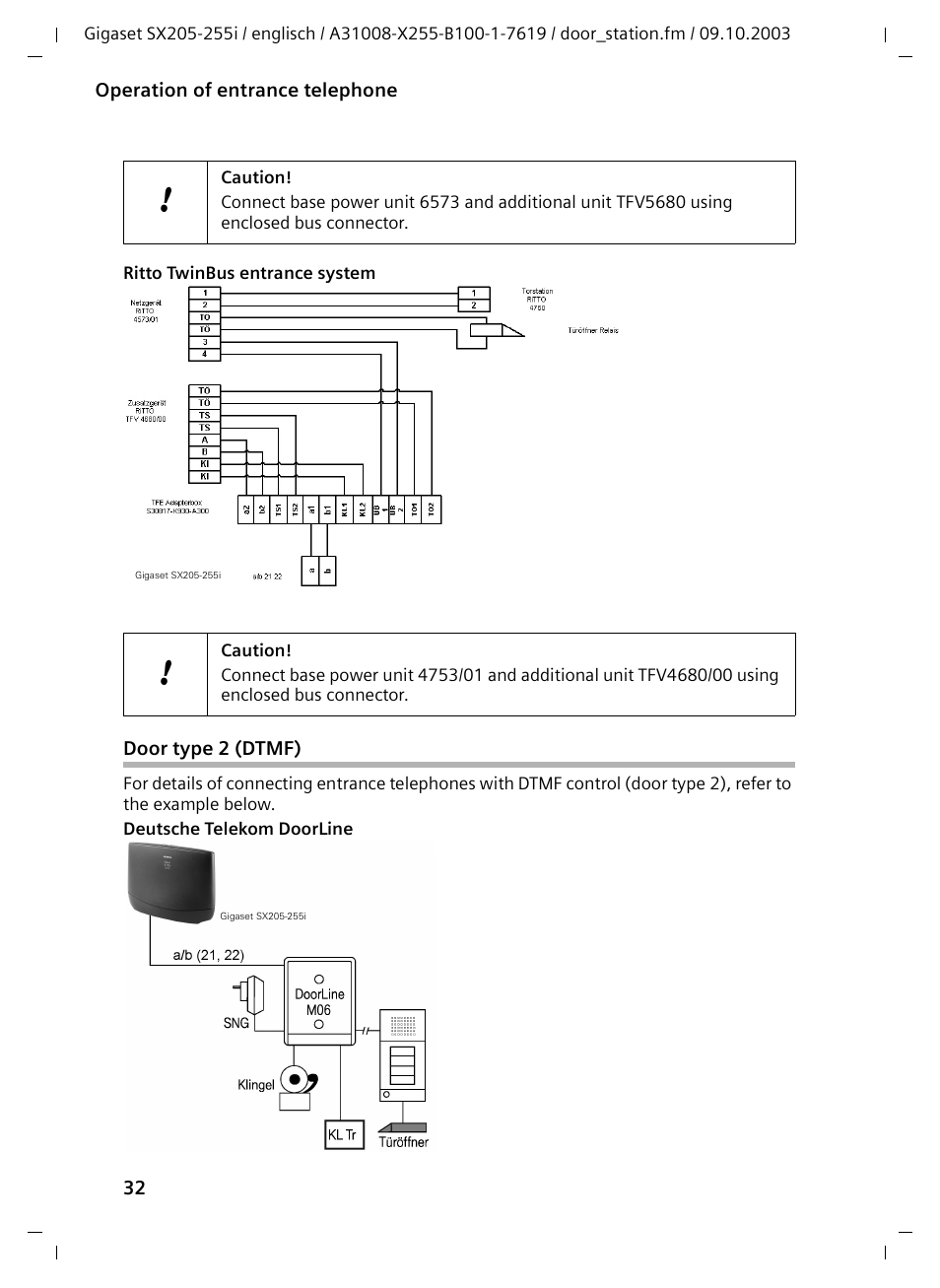 Door type 2 (dtmf) | Siemens GIGASET SX255 User Manual | Page 33 / 52