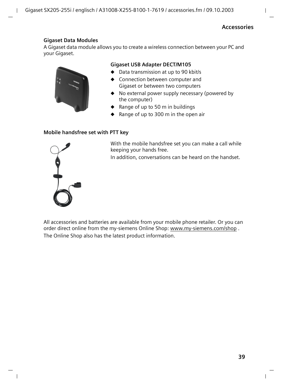 Siemens GIGASET SX255 User Manual | Page 40 / 52