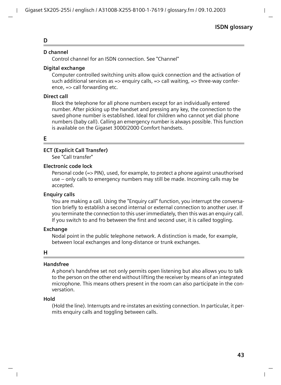 Siemens GIGASET SX255 User Manual | Page 44 / 52