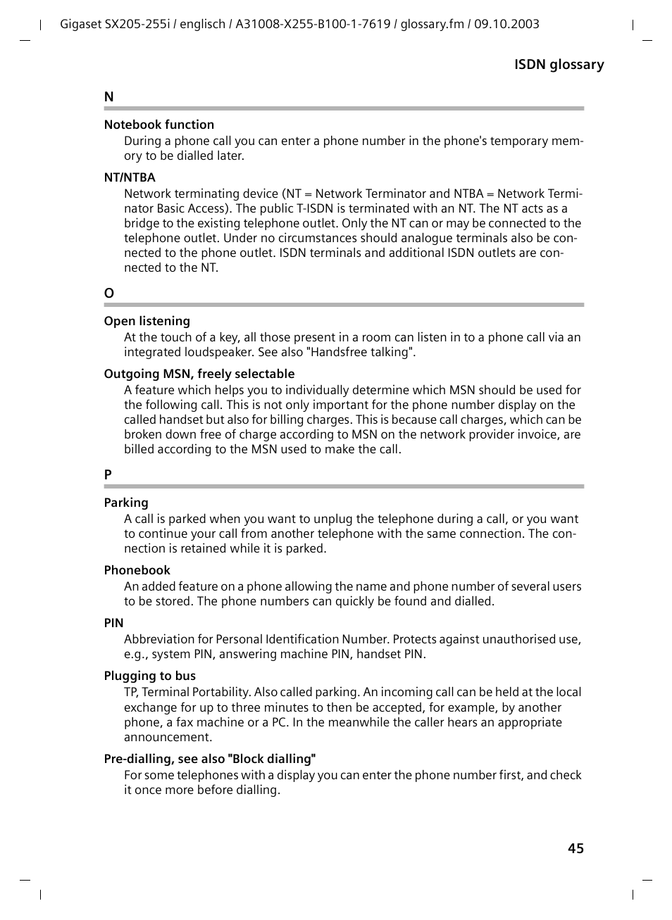 Siemens GIGASET SX255 User Manual | Page 46 / 52