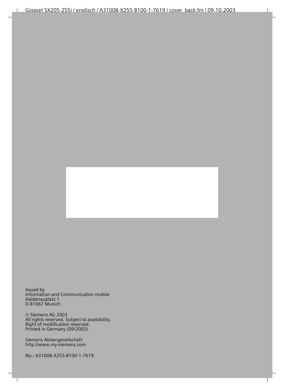 Siemens GIGASET SX255 User Manual | Page 52 / 52