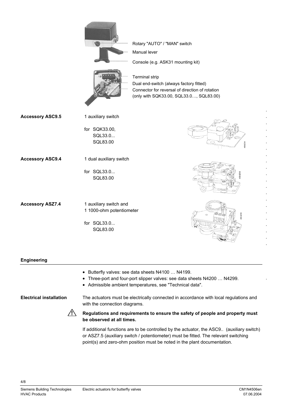 Siemens Electric Actuators For Butterfly Valves SQU83 User Manual | Page 4 / 8