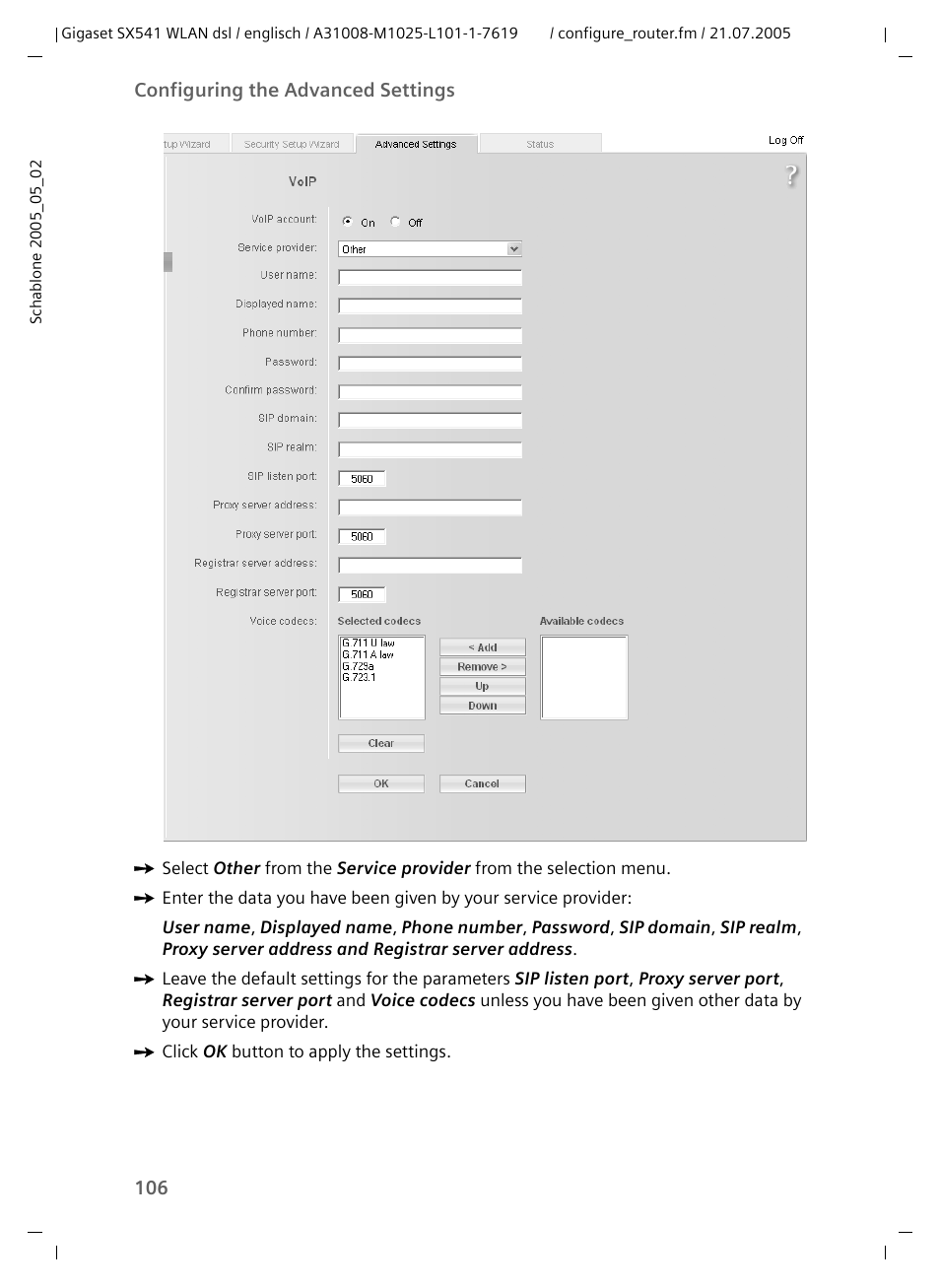 Siemens Gigaset SX541 WLAN dsl User Manual | Page 108 / 187