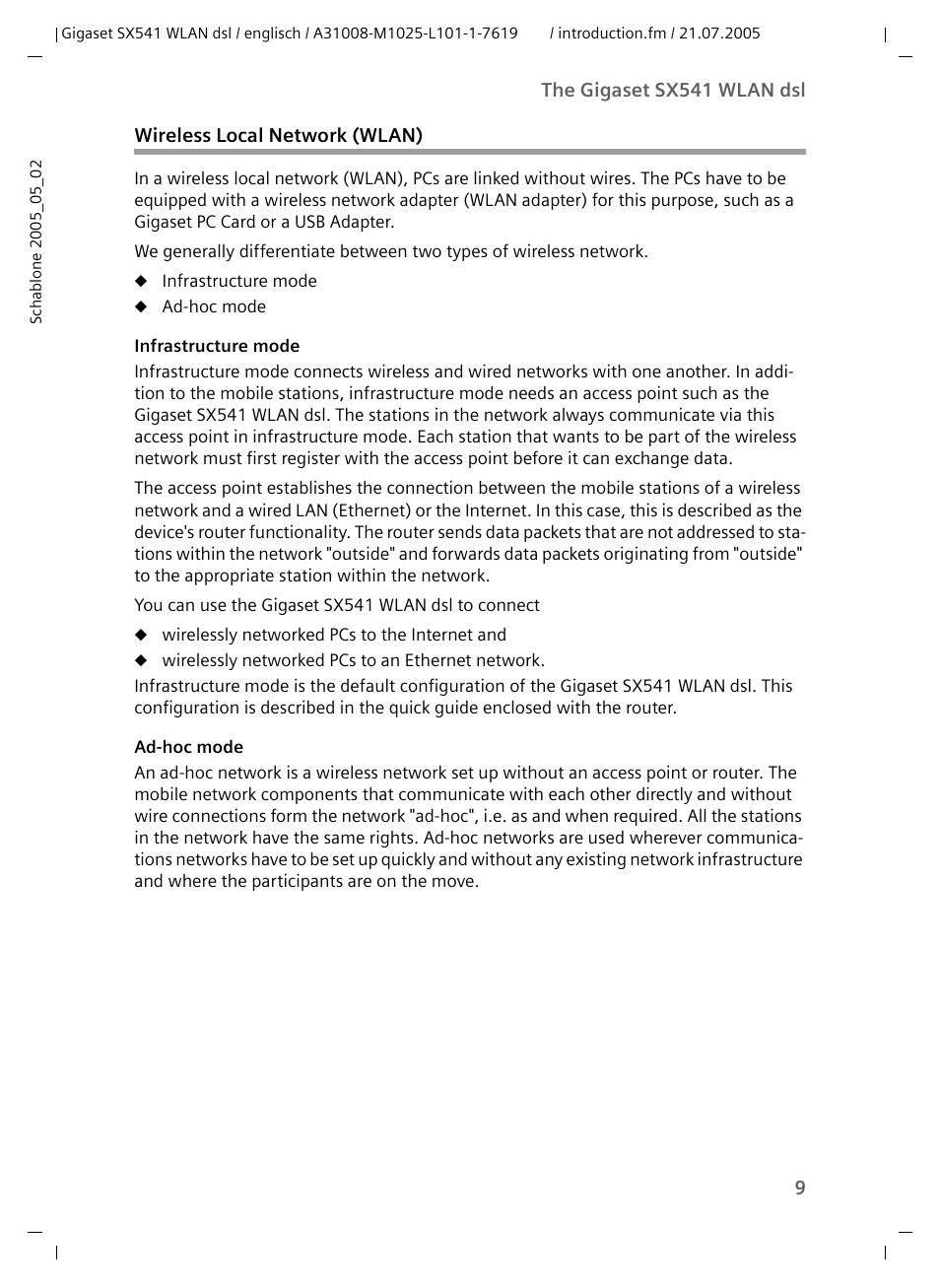Wireless local network (wlan) | Siemens Gigaset SX541 WLAN dsl User Manual | Page 11 / 187