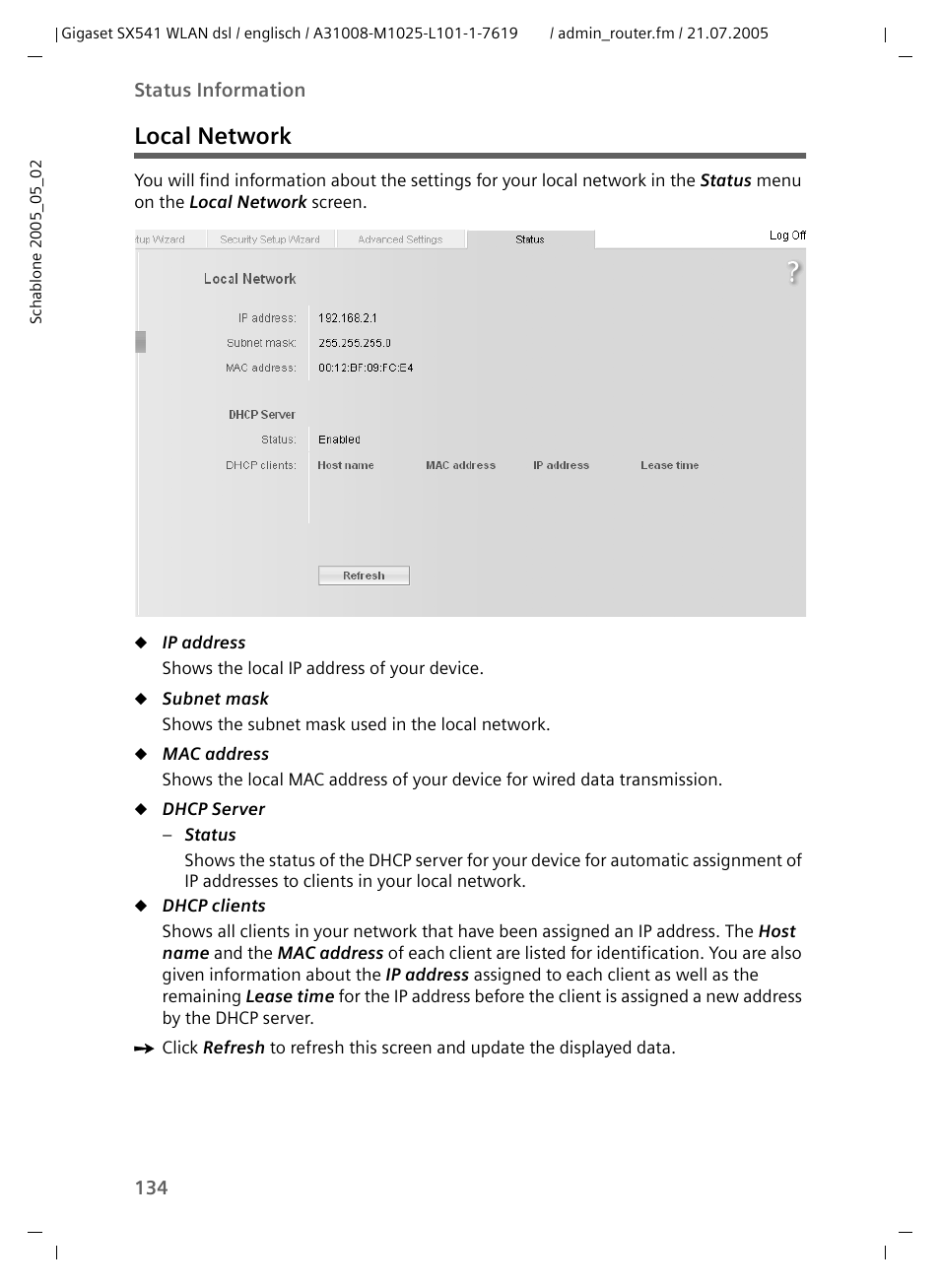 Local network | Siemens Gigaset SX541 WLAN dsl User Manual | Page 136 / 187