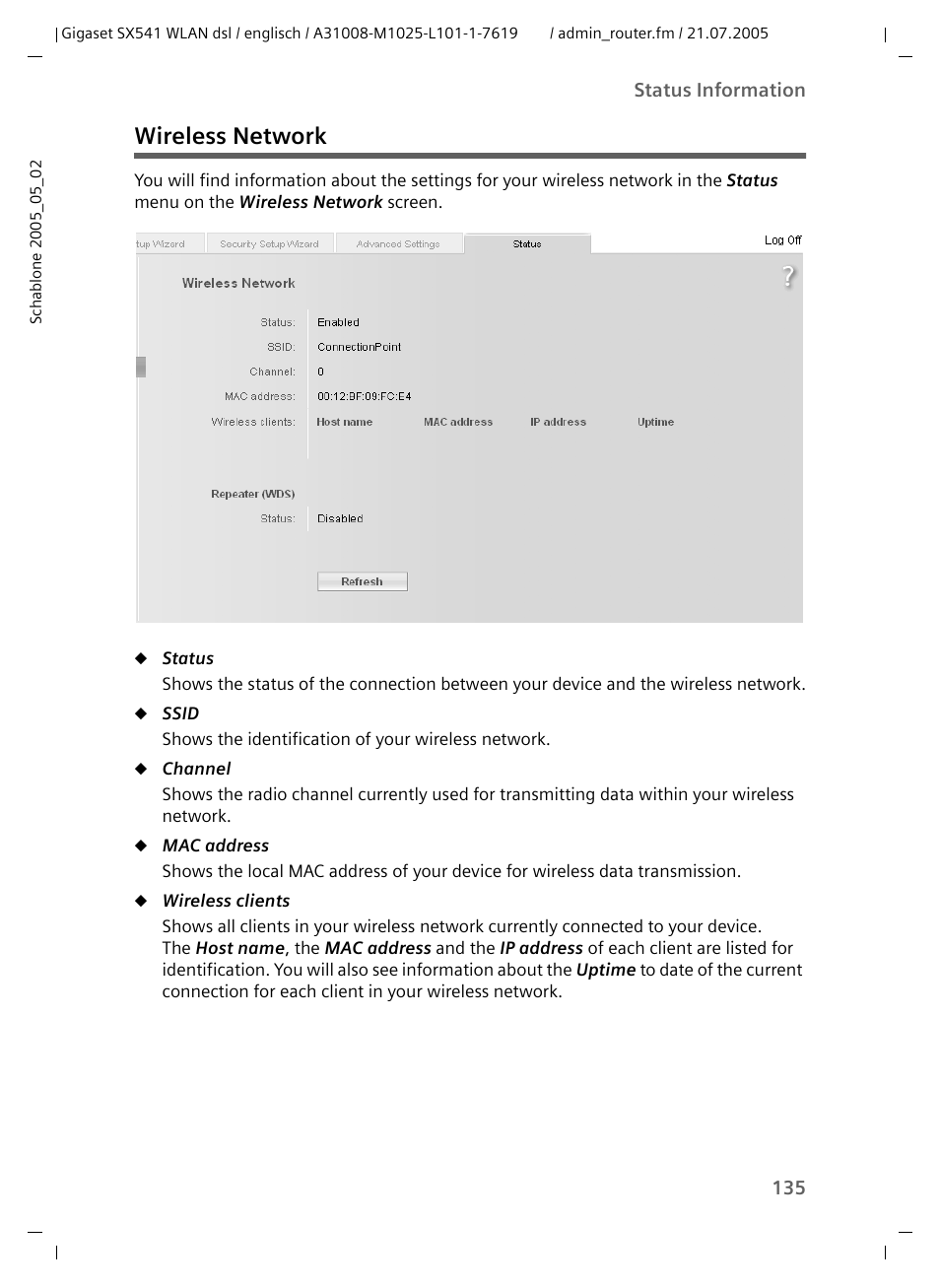 Wireless network | Siemens Gigaset SX541 WLAN dsl User Manual | Page 137 / 187