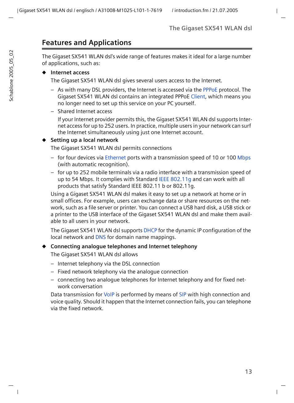 Features and applications | Siemens Gigaset SX541 WLAN dsl User Manual | Page 15 / 187