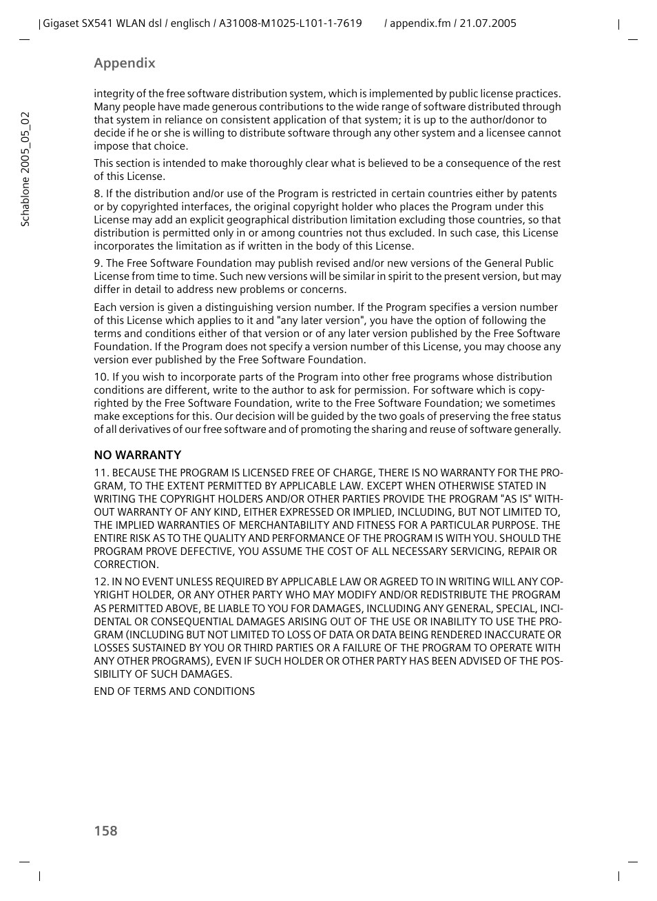 158 appendix | Siemens Gigaset SX541 WLAN dsl User Manual | Page 160 / 187