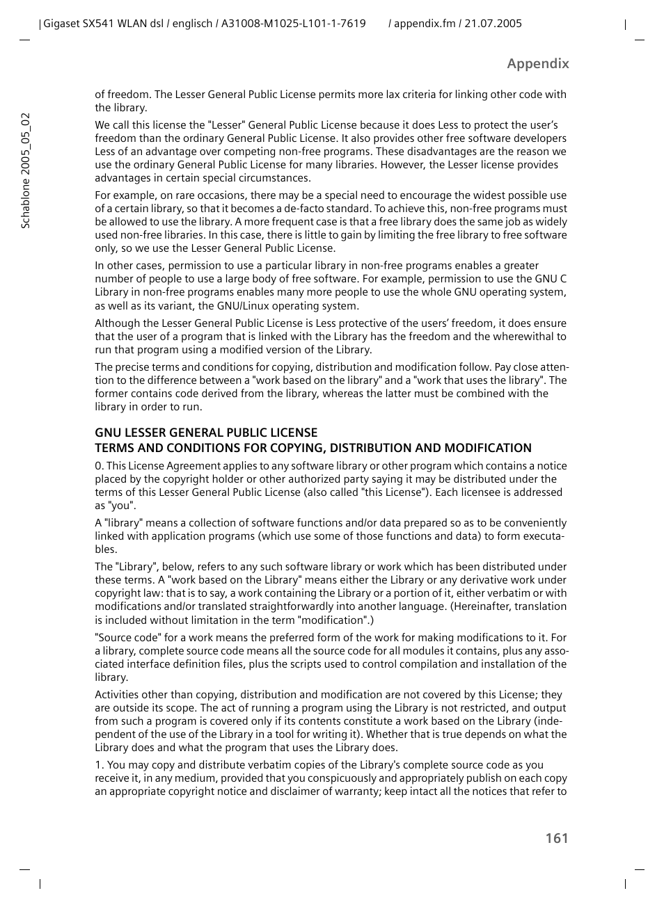 161 appendix | Siemens Gigaset SX541 WLAN dsl User Manual | Page 163 / 187