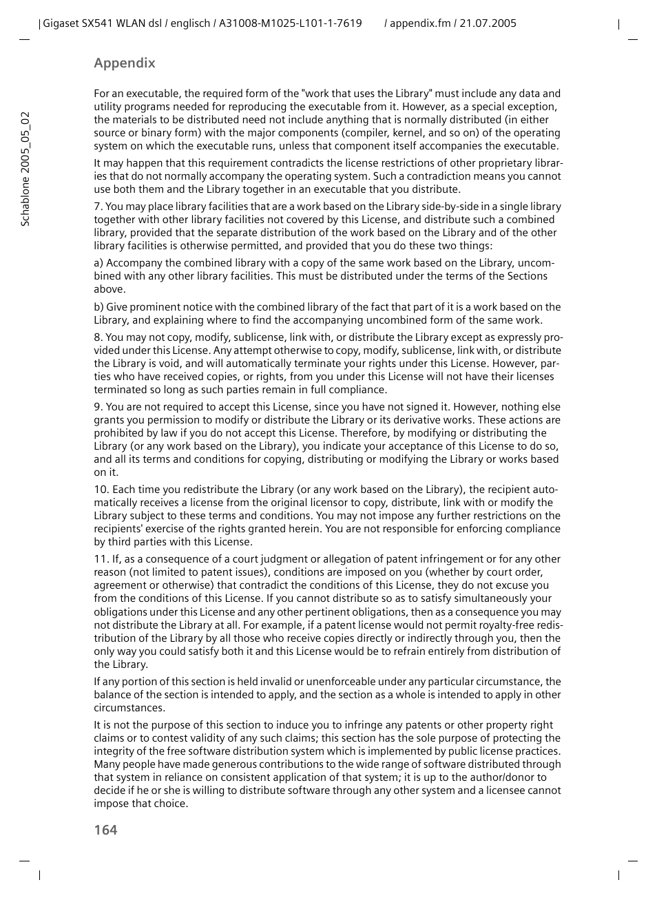 164 appendix | Siemens Gigaset SX541 WLAN dsl User Manual | Page 166 / 187