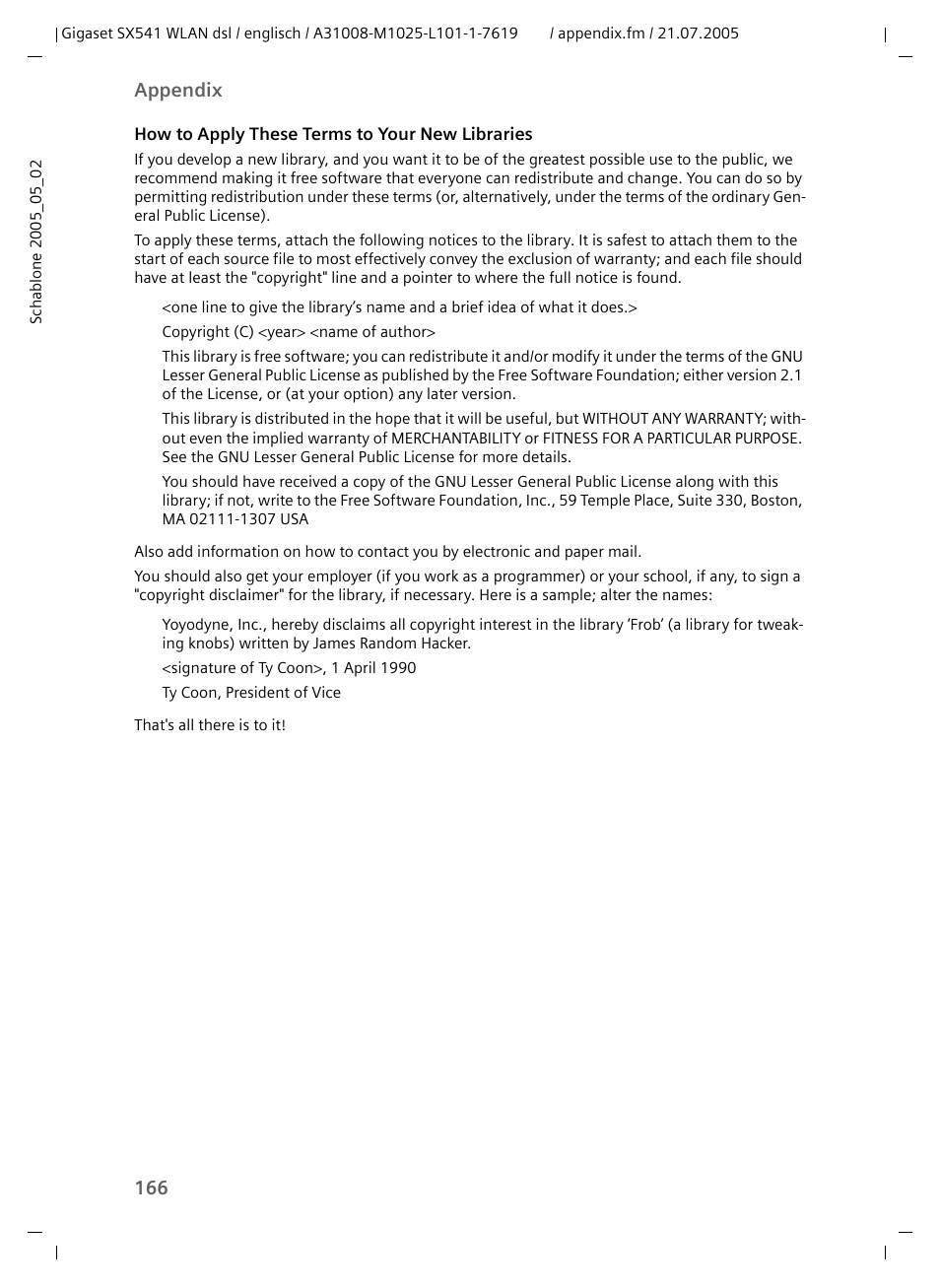 166 appendix | Siemens Gigaset SX541 WLAN dsl User Manual | Page 168 / 187