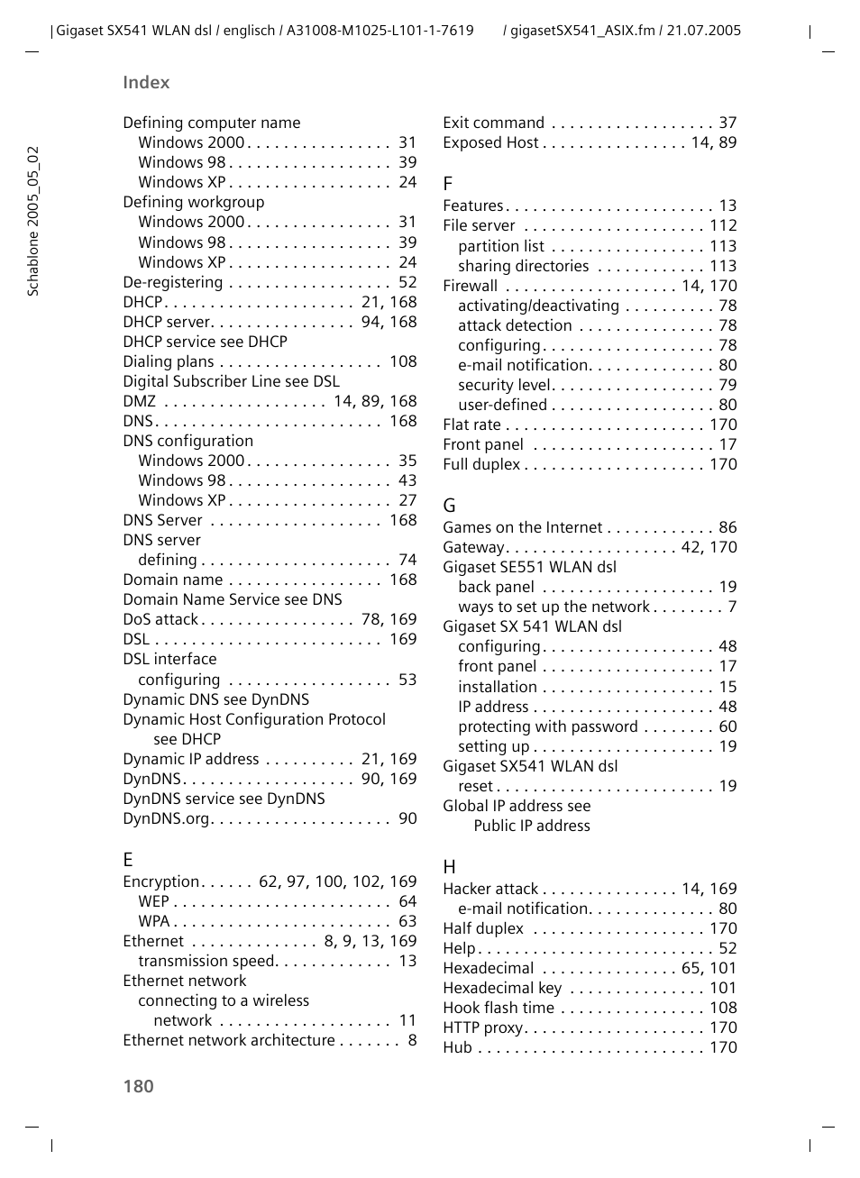 Siemens Gigaset SX541 WLAN dsl User Manual | Page 182 / 187