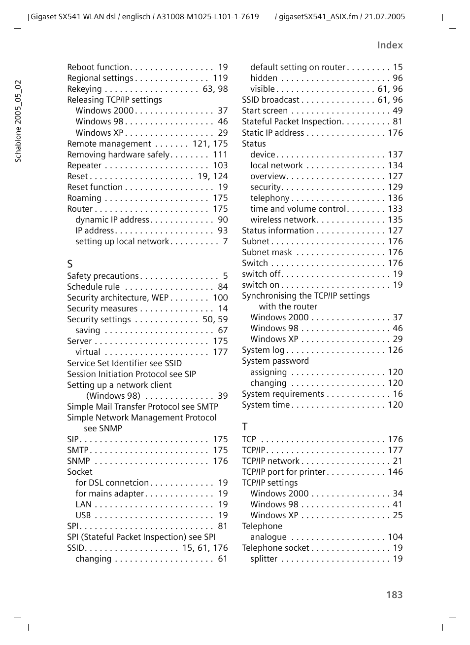 Siemens Gigaset SX541 WLAN dsl User Manual | Page 185 / 187