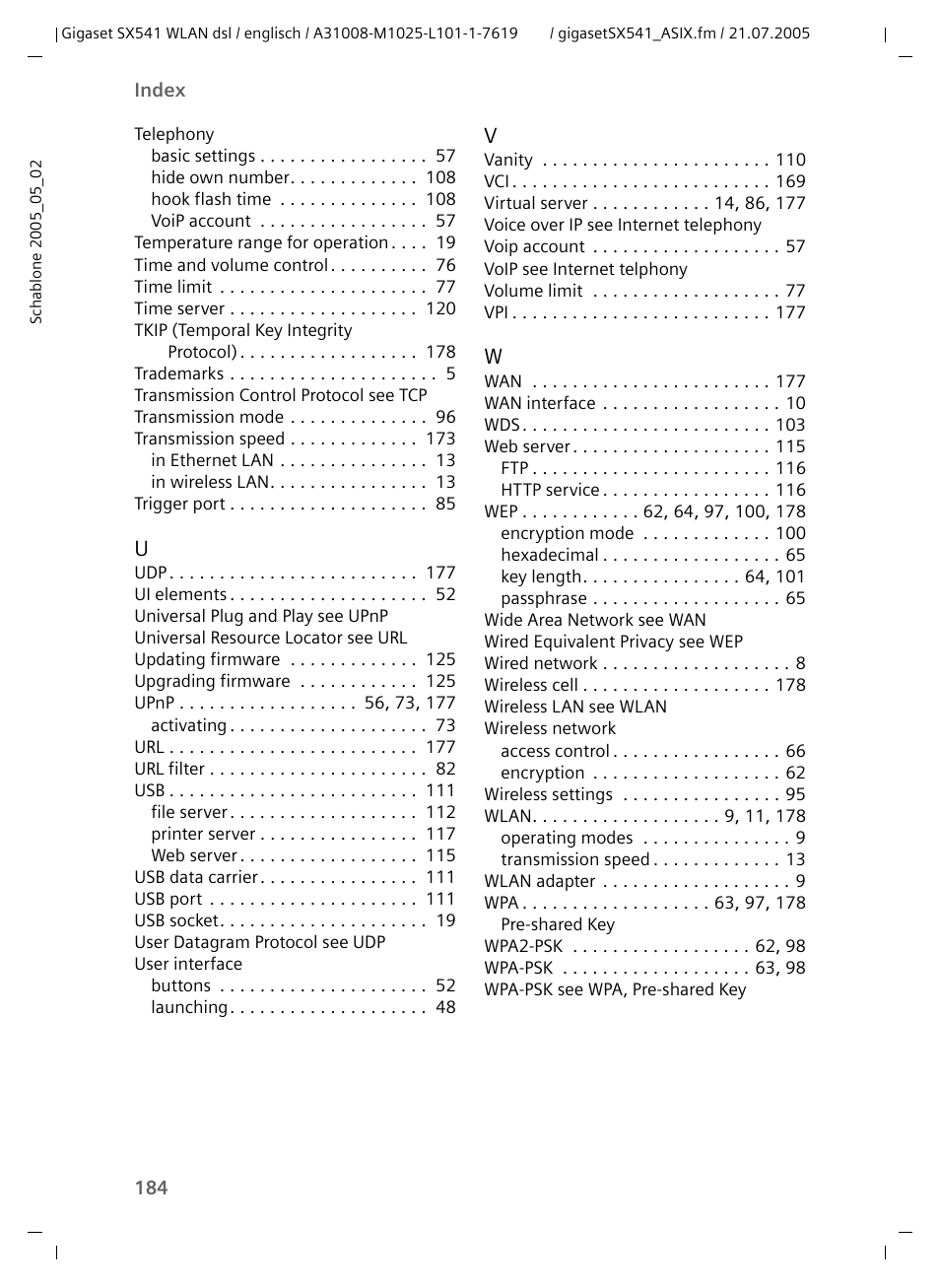 Siemens Gigaset SX541 WLAN dsl User Manual | Page 186 / 187