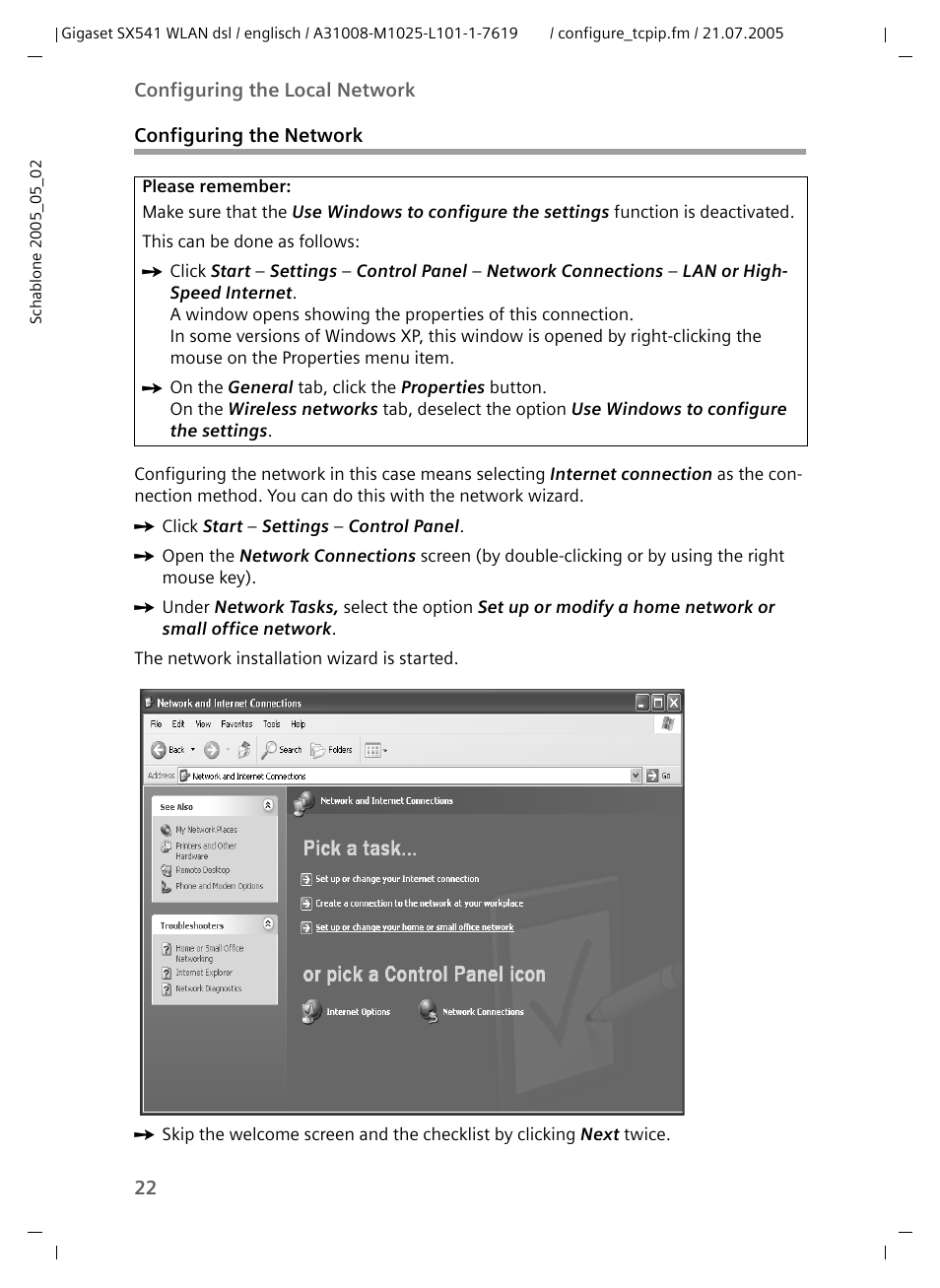 Configuring the network | Siemens Gigaset SX541 WLAN dsl User Manual | Page 24 / 187
