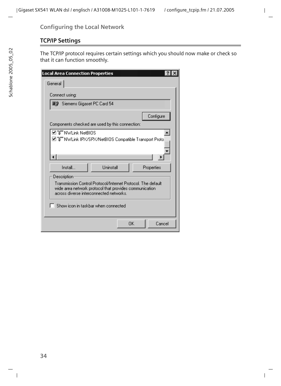 Tcp/ip settings | Siemens Gigaset SX541 WLAN dsl User Manual | Page 36 / 187